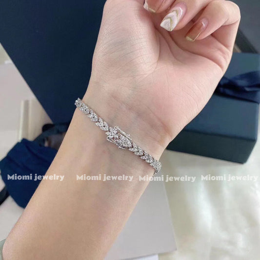 S925 Sterling Silver Light Luxury Full Diamond Gold Inlaid High Carbon Diamond Bracelet