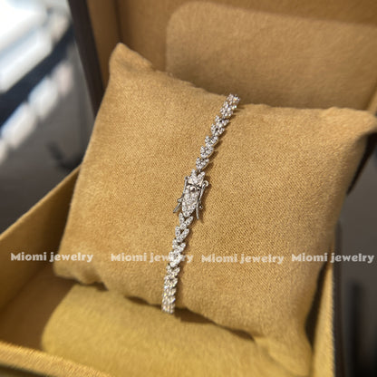 S925 Sterling Silver Light Luxury Full Diamond Gold Inlaid High Carbon Diamond Bracelet