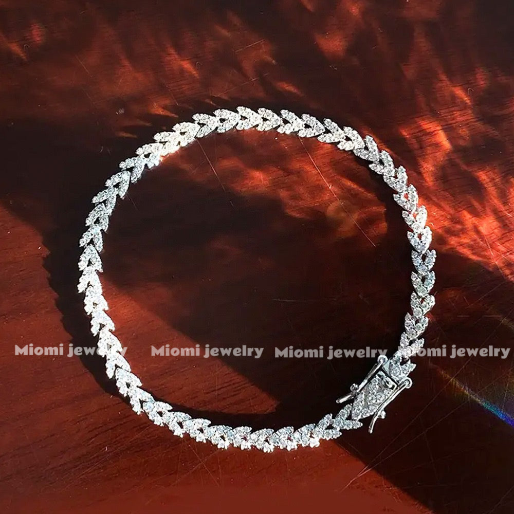 S925 Sterling Silver Light Luxury Full Diamond Gold Inlaid High Carbon Diamond Bracelet
