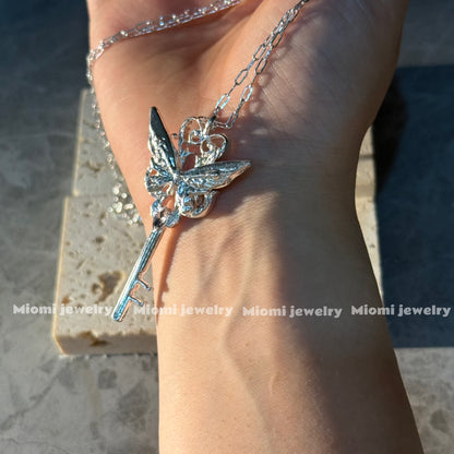 key necklace sliver whimsical