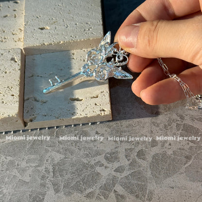 key necklace sliver whimsical