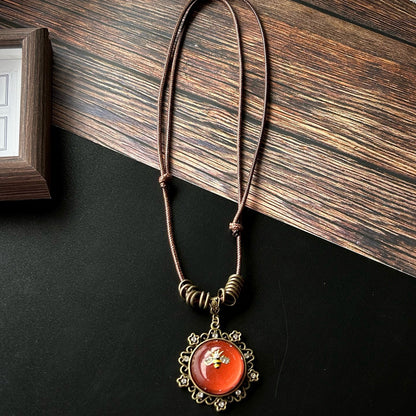 Vintage Bohemian Style Exaggerated Retro Glass Inlaid Adjustable Enamel Bee Necklace whimsical