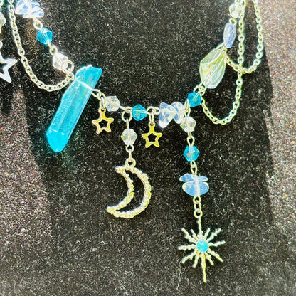 sun moon bule fairy necklace handmade