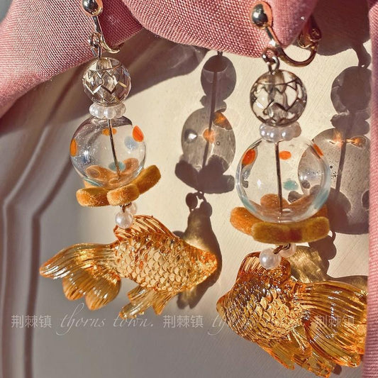 Thorn Town Design New Year Earrings, Lucky Koi, Exaggerated and Unique Earrings, Super Fairy, Niche