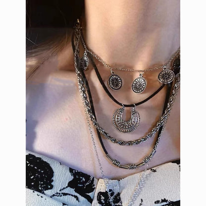 Wasteland Style Necklace, Multi-layer Exaggerated Necklace, Long Sweater Chain, Bohemian Style, Ethnic Style Necklace,witchy