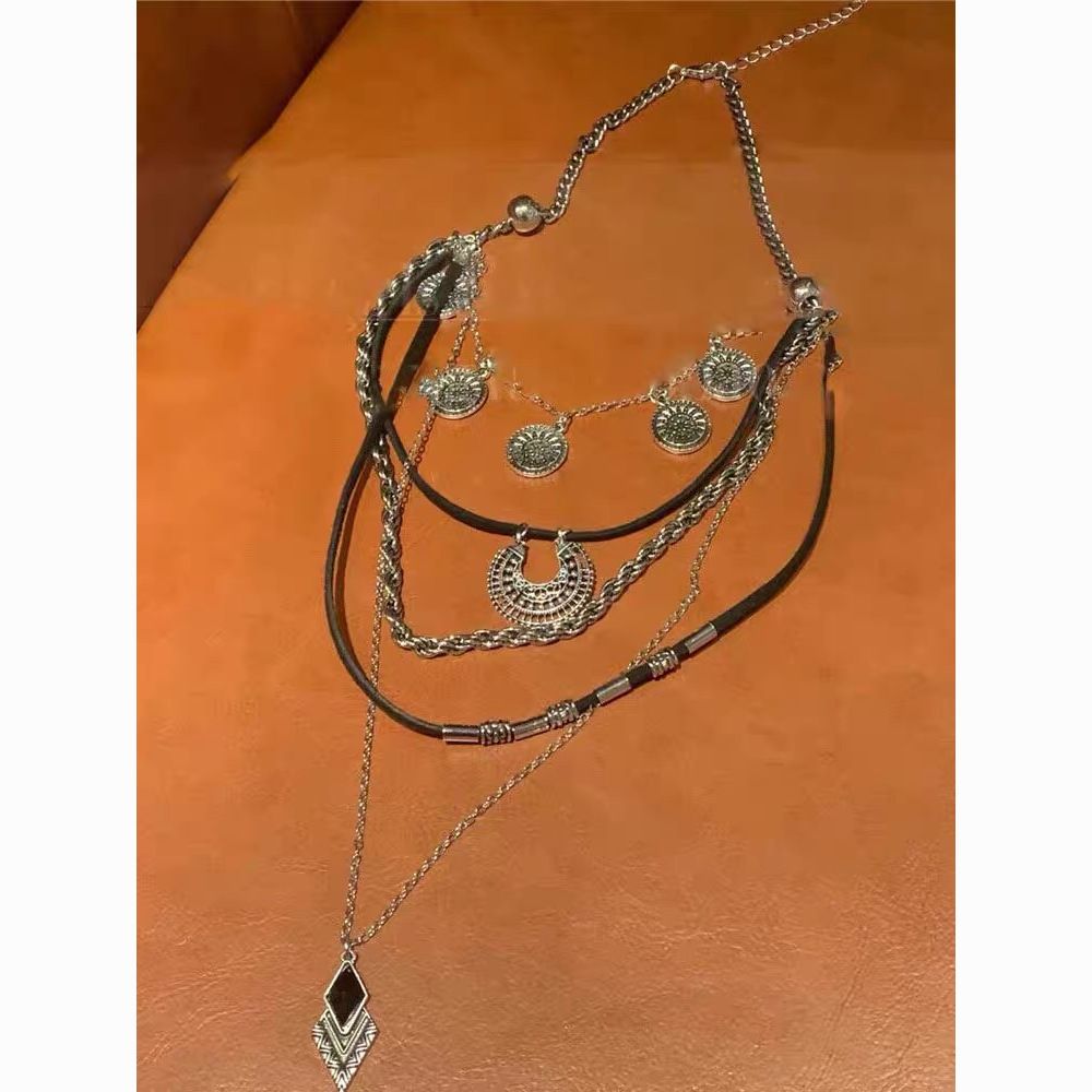 Wasteland Style Necklace, Multi-layer Exaggerated Necklace, Long Sweater Chain, Bohemian Style, Ethnic Style Necklace,witchy