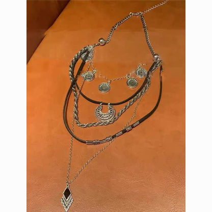 Wasteland Style Necklace, Multi-layer Exaggerated Necklace, Long Sweater Chain, Bohemian Style, Ethnic Style Necklace,witchy