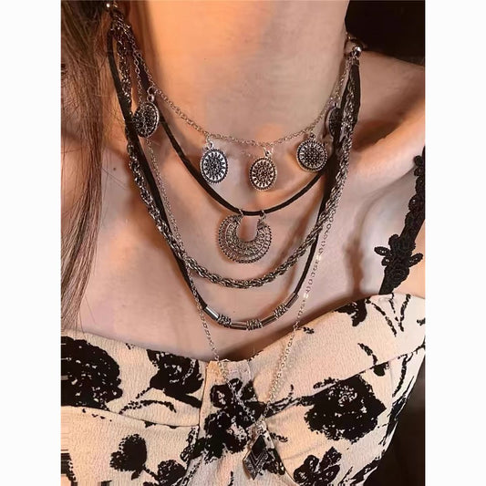 Wasteland Style Necklace, Multi-layer Exaggerated Necklace, Long Sweater Chain, Bohemian Style, Ethnic Style Necklace,witchy