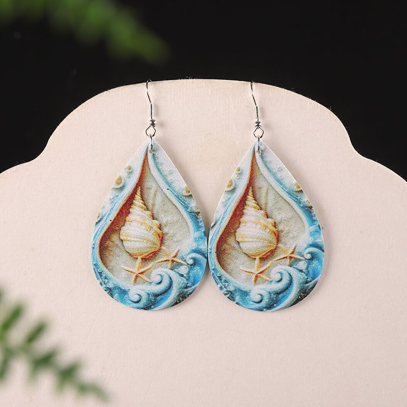 Natural Temperament Earrings, Conch and Starfish, Beach Earrings, mermaid