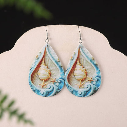 Natural Temperament Earrings, Conch and Starfish, Beach Earrings, mermaid