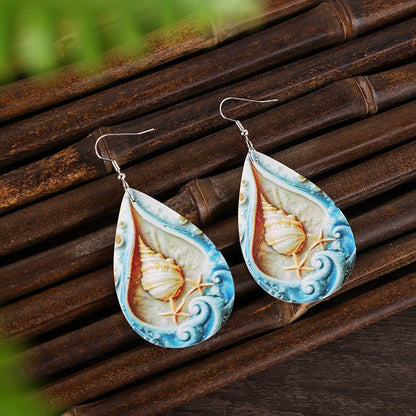 Natural Temperament Earrings, Conch and Starfish, Beach Earrings, mermaid