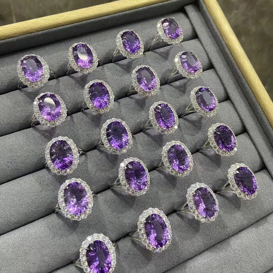 New Arrival: 10*14mm Natural Amethyst Ring. Set in S925 Sterling Silver.