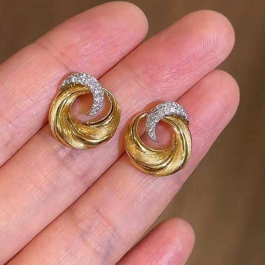 Italian Vintage Brushed Earrings Light Luxury High-end Jewelry 925 Sterling Silver High Carbon Diamond Interstellar Spiral Earrings