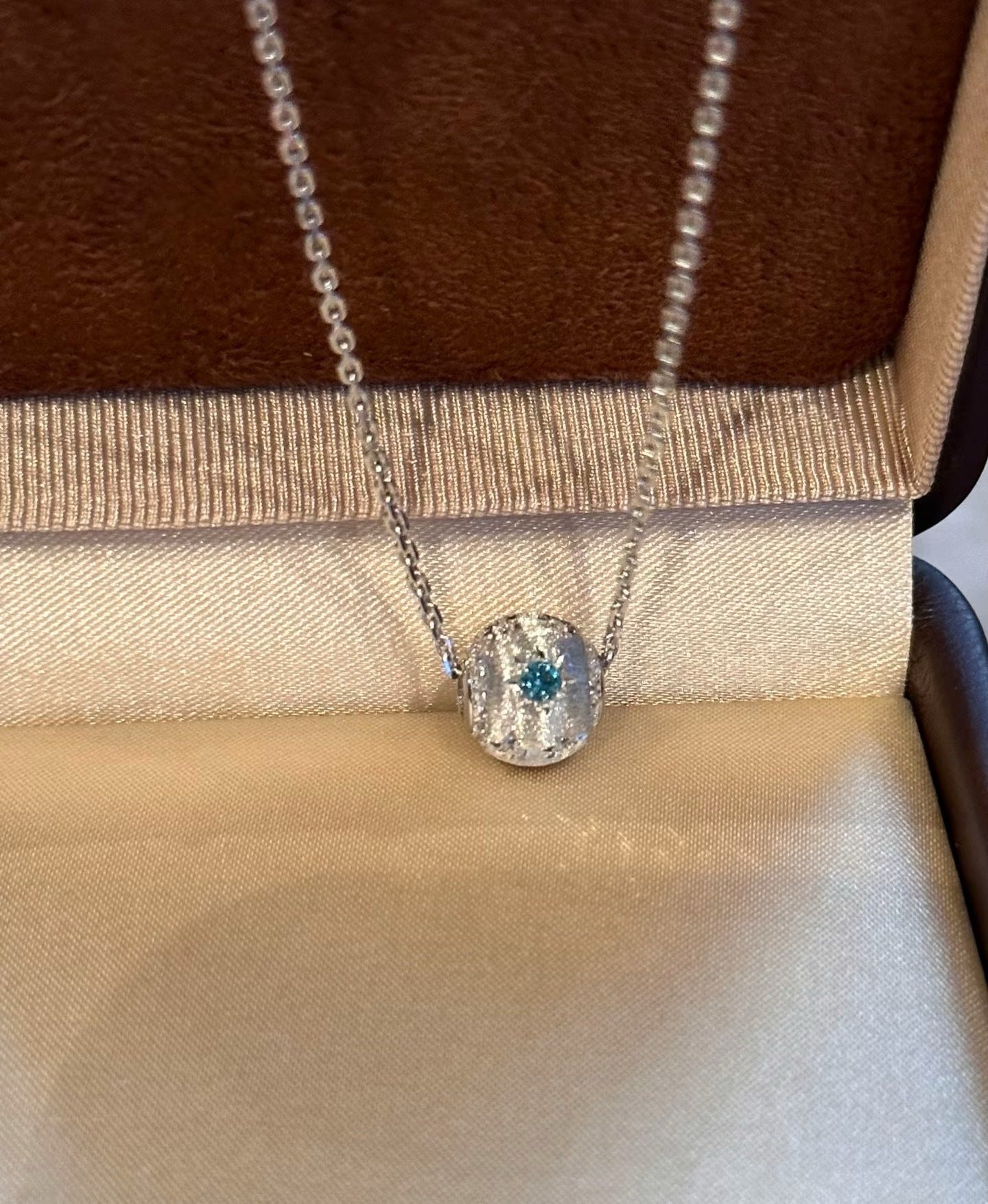 S925Pure Silver Light Luxury High-End Brushed Craft Sphere Starlight Road Three-Color Ball Necklace Niche Design