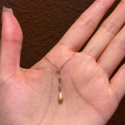 Brushed Craft Rachel Water Drop Necklace Light Luxury Niche Design Brushed Water Drop Adjustable Collarbone Chain