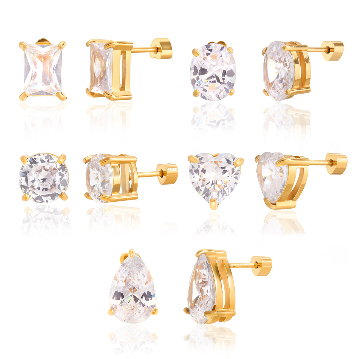 Titanium Steel Zircon Earrings Niche Simple Earrings Non-Fading 18k Gold Stainless Steel Jewelry High-End Feel