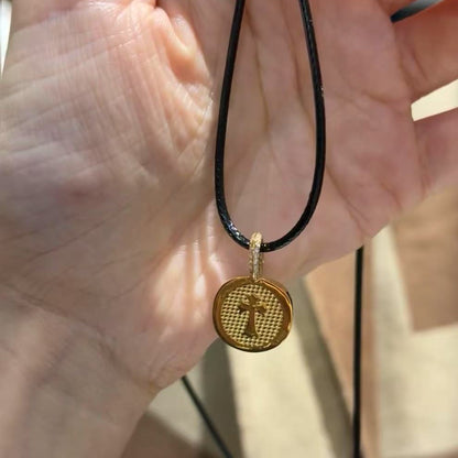 Pure Silver S925 Cross Double-Sided Wear Unisex Couple Style Black Rope Necklace Exquisite and Simple