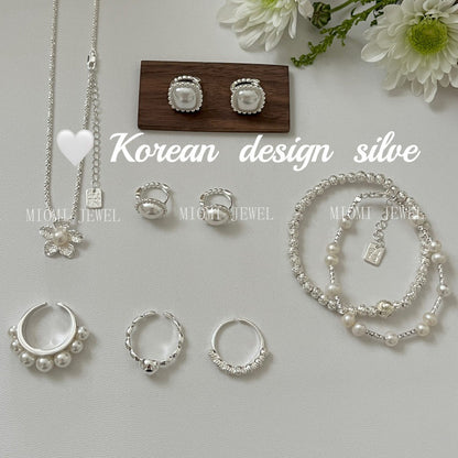 High-End Style Niche Silver Jewelry S925 Sterling Silver Personalized Pearl Jewelry Versatile Combination Set