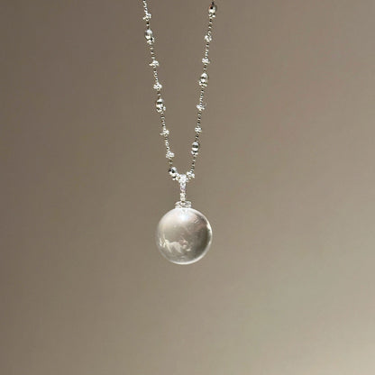 S925 Sterling Silver Ice Transparent White Crystal Pendant Necklace