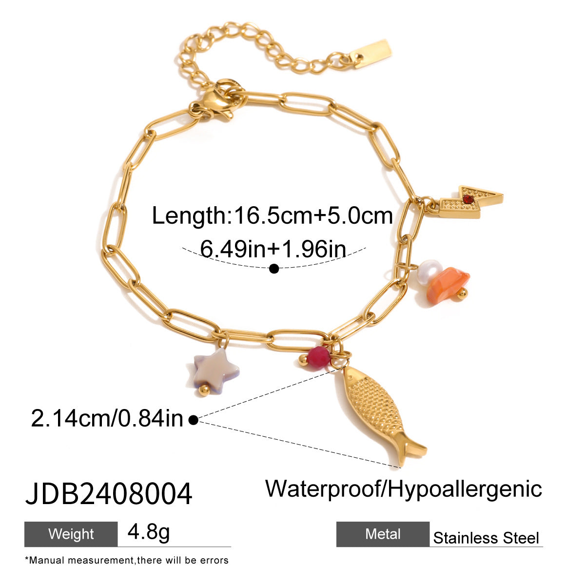 Stainless Steel Natural Stone Ocean DIY Bracelet High-end Personality Jewelry 18k Titanium Steel Accessories