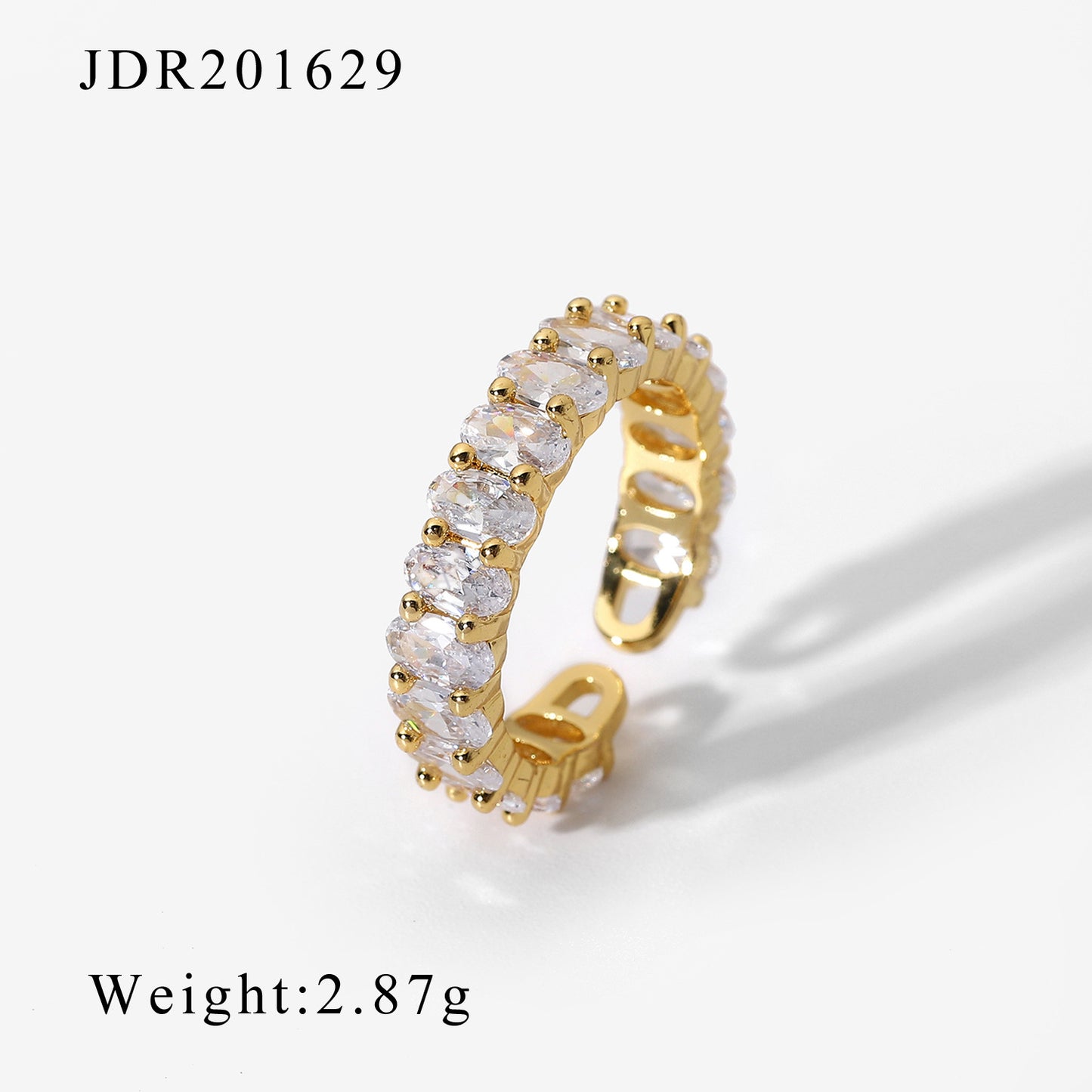 New INS Style 18K Gold Copper Inlaid Zircon Open Ring Fashion Retro Style Couple Ring Geometric Ring for Women