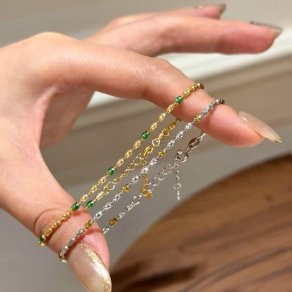 Enamel Craft Laser Cut Bead Olive Chain Layered Bracelet Light Luxury Niche Design Beads Geometric Style