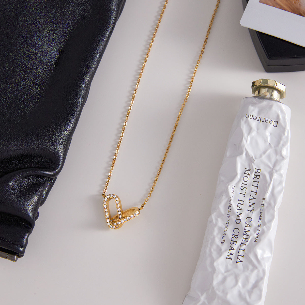 Titanium Steel Zircon Necklace Accessories for Women, Light Luxury High-End Clavicle Chain, Non-Fading Jewelry, Stainless Steel