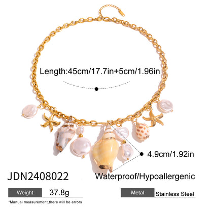 Titanium Steel Shell Necklace Light Luxury High-end Beach Vacation Style Collarbone Chain Stainless Steel Jewelry