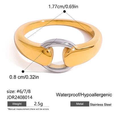 Color Block Stainless Steel Ring High-End Niche Exaggerated Ring Titanium Steel Hand Jewelry Rings
