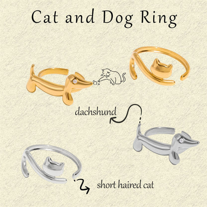 Lucky Cat Dog Ring Titanium Steel Non-Fading Jewelry Stainless Steel Hand Accessories for Women High-End Rings