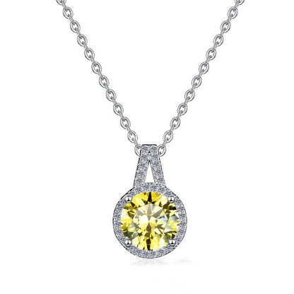 925 Sterling Silver Moissanite Pendant Clavicle Chain V-shaped Round Versatile Round Moissanite Necklace