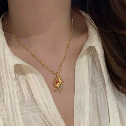 Enamel Craft Dream Unicorn Girl Heart Necklace Fashionable Small Versatile High-end Elegant Collarbone Chain