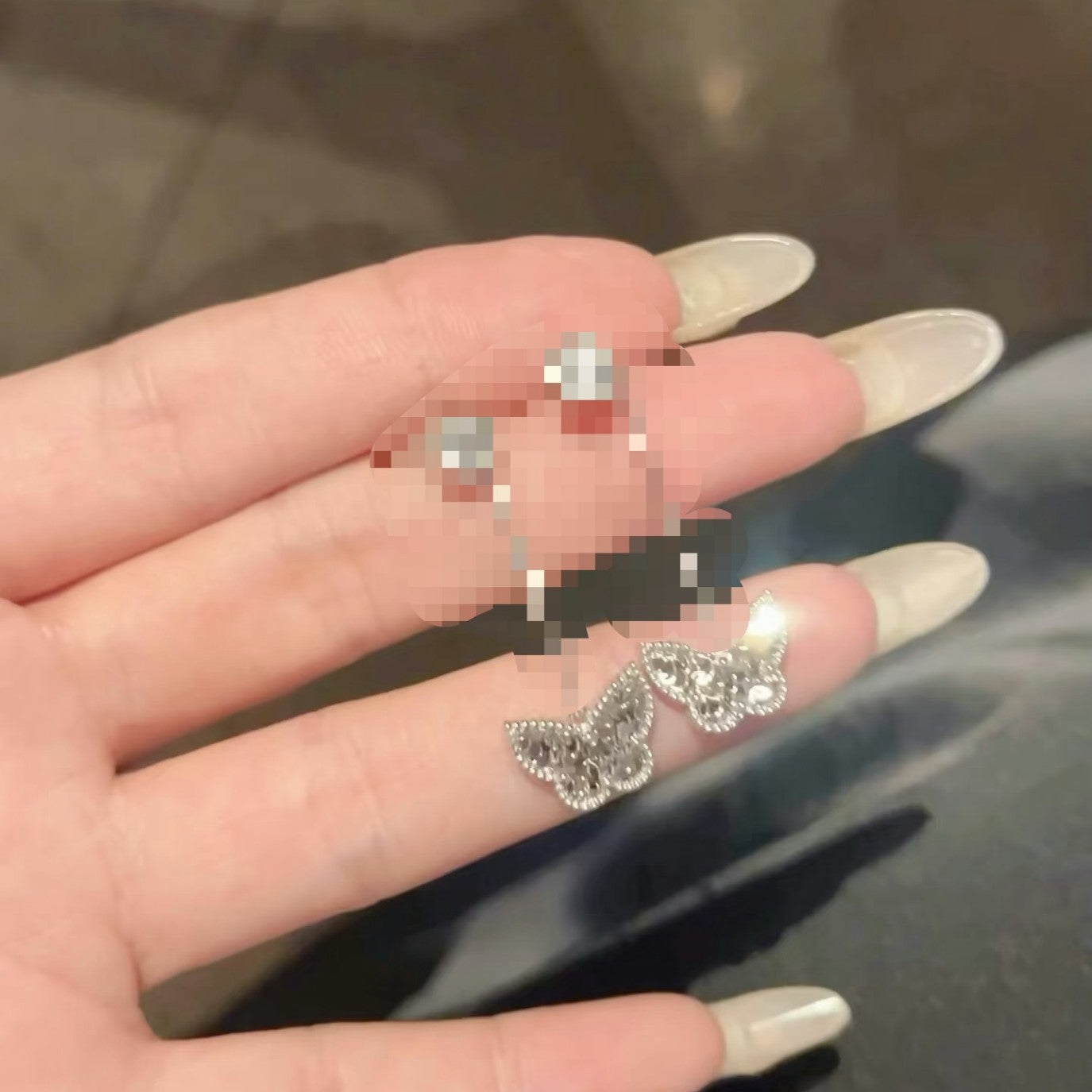 Sterling Silver S925 CNC Craft Ice Butterfly Stud Earrings Small Cute Sweet Exquisite Light Luxury Versatile Earrings