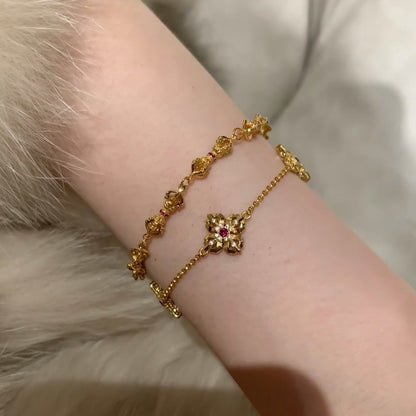 Pure Silver S925 Vajra Double-Sided Bracelet High Carbon Diamond Ruby Emerald Light Luxury Full Diamond