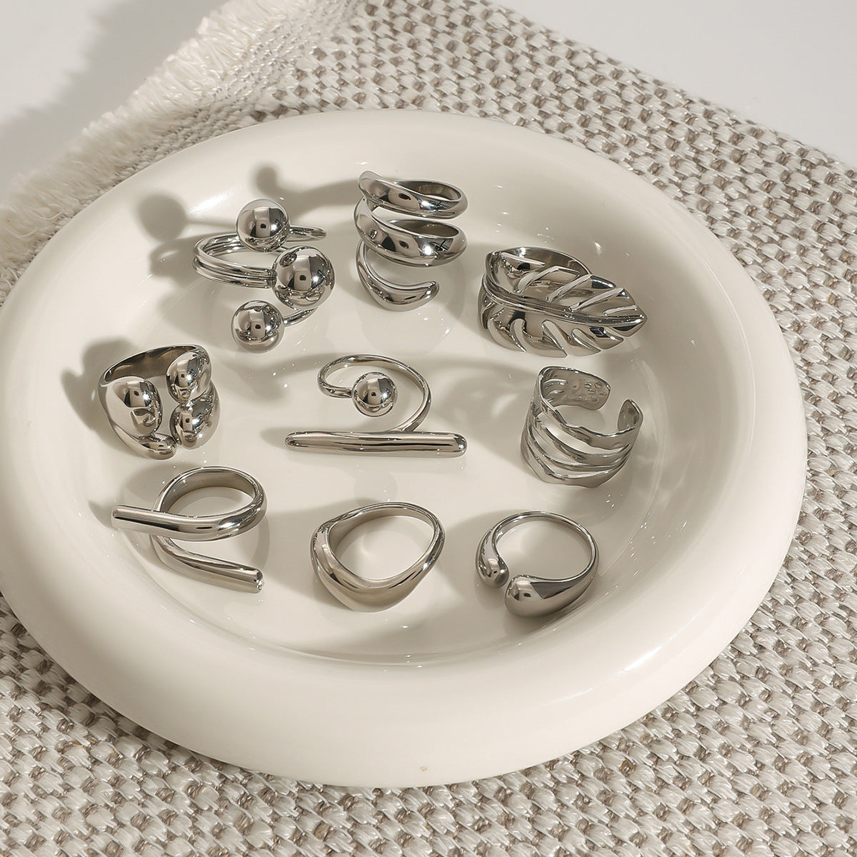 Stainless Steel Geometric Silver Ring High-End Niche Titanium Steel Jewelry Rings