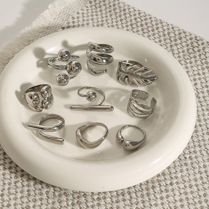 Stainless Steel Geometric Silver Ring High-End Niche Titanium Steel Jewelry Rings