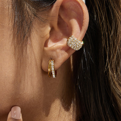 Titanium Steel C Hoop Earrings Light Luxury High-end Feel Ear Jewelry Zircon Ear Clips Stainless Steel Accessories Earrings