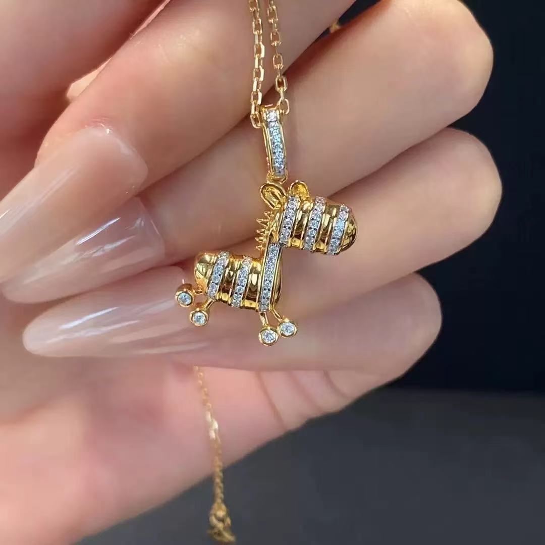 Pure Silver S925 Pony Necklace High Carbon Diamond Pendant Neck Chain Light Luxury High-end Niche Design