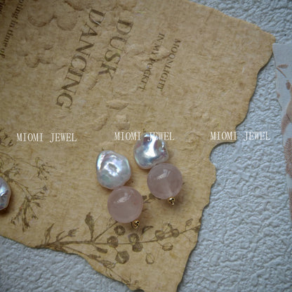 Natural  Pearl Turquoise Pink Crystal Amethyst Irregular 925 Silver Needle Irregular Earrings Ear Jewelry