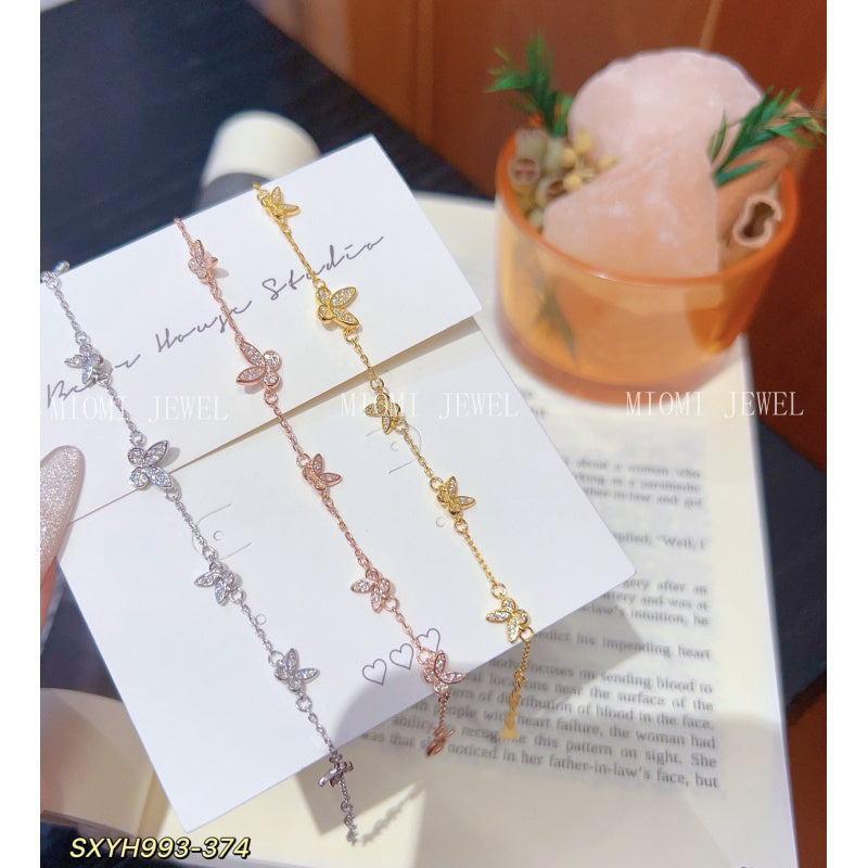 S925 Sterling Silver Crushed Ice Butterfly Bracelet for Women, Sparkling Exquisite Carousel Bracelet, High-End Niche Jewelry