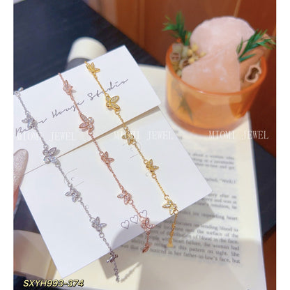 S925 Sterling Silver Crushed Ice Butterfly Bracelet for Women, Sparkling Exquisite Carousel Bracelet, High-End Niche Jewelry