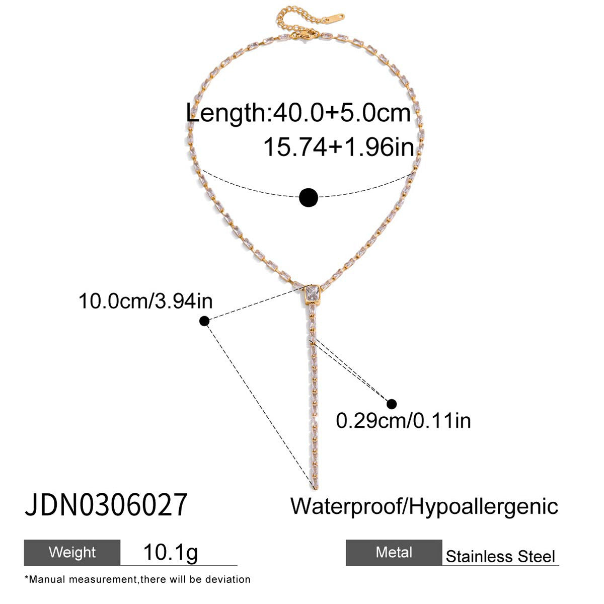 Stainless Steel Zircon Y-Chain Light Luxury Long Necklace Titanium Steel Jewelry for Women High-End Autumn Winter Sweater Chain