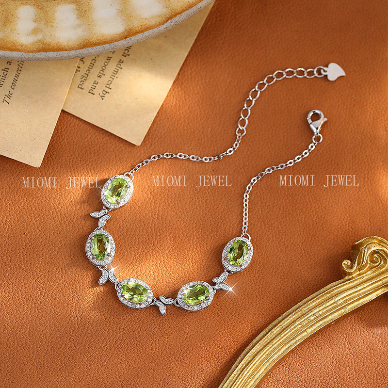 S925 Sterling Silver Inlaid Natural Crystal Stone Butterfly Bracelet Multi-color Crystal Clear Healing Fashion Design Women's Style