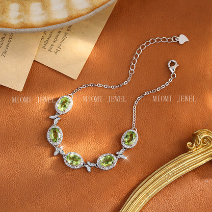 S925 Sterling Silver Inlaid Natural Crystal Stone Butterfly Bracelet Multi-color Crystal Clear Healing Fashion Design Women's Style