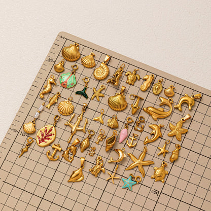 DIY Stainless Steel Starfish Flat Conch Pendant DIY Accessories Furnace Vacuum Electroplating 18K Gold Color Retention