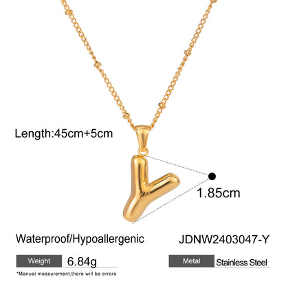 Stainless Steel Letter Necklace Pendant High-End Clavicle Chain Titanium Steel Jewelry Necklace