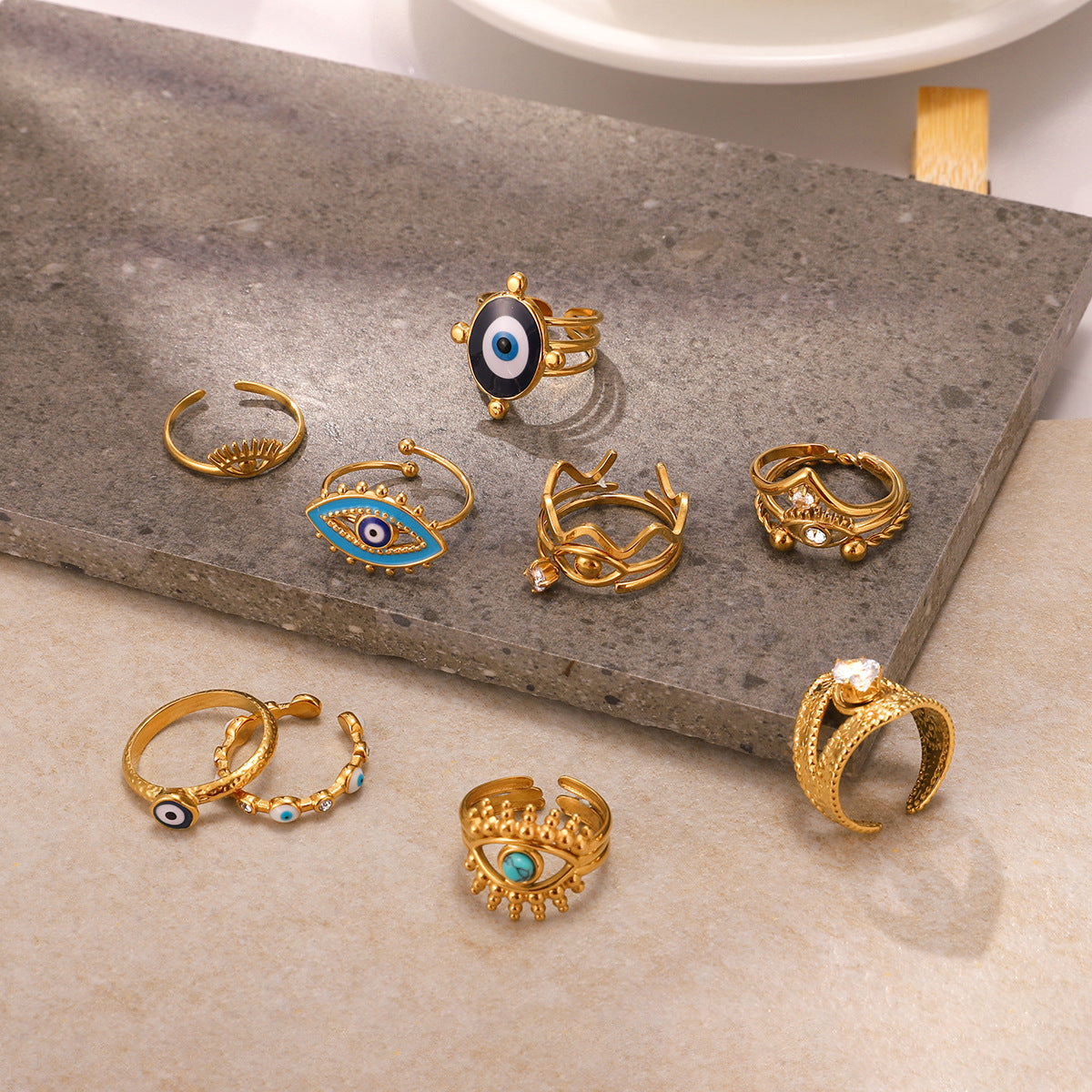 Devil's Eye Titanium Steel Ring Niche High-end Feel Hand Jewelry Stainless Steel Accessories for Women Non-fading