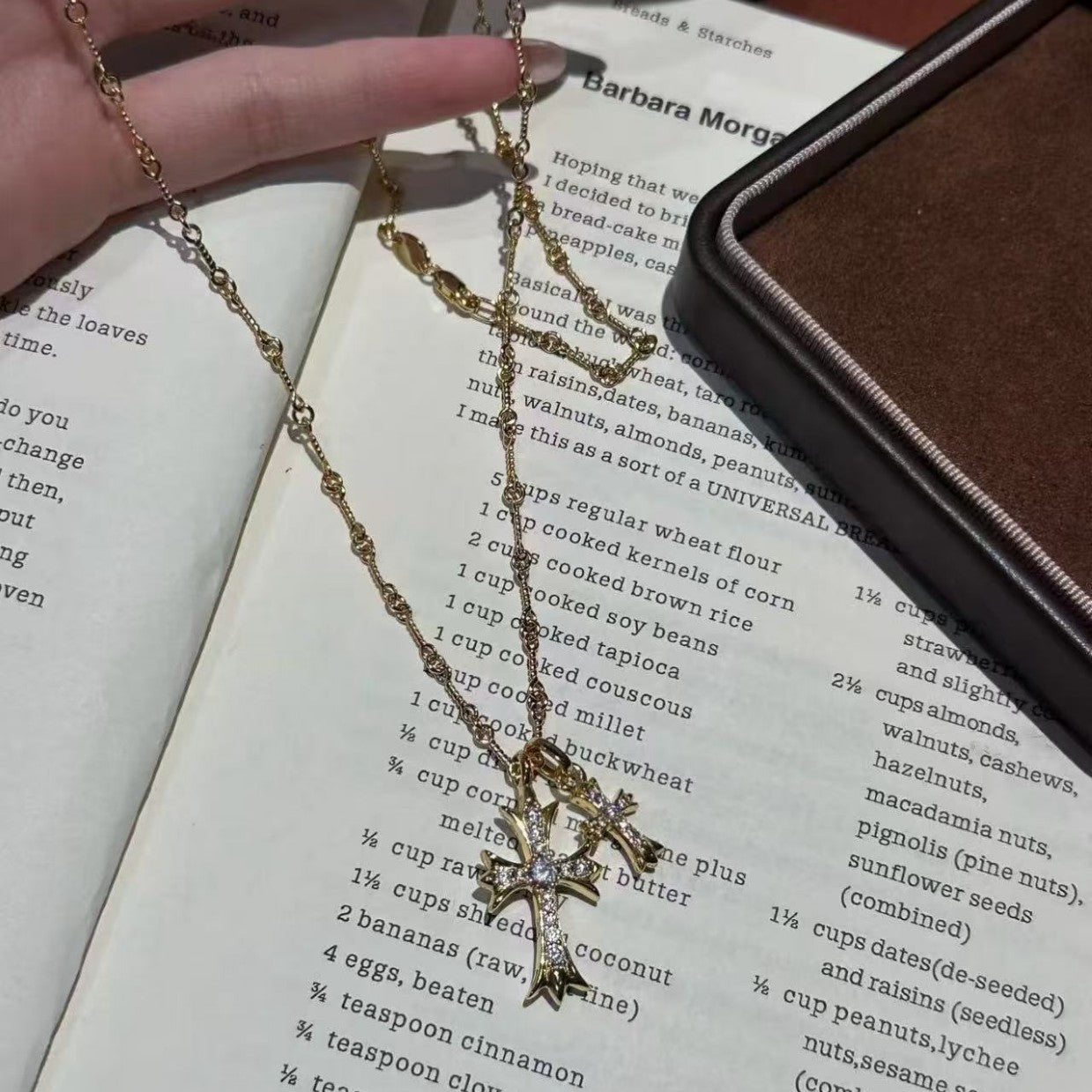 Pure Silver S925 Double Cross Necklace Niche Ins Style High-end Light Luxury European and American Retro Versatile Heavy Craft Collarbone