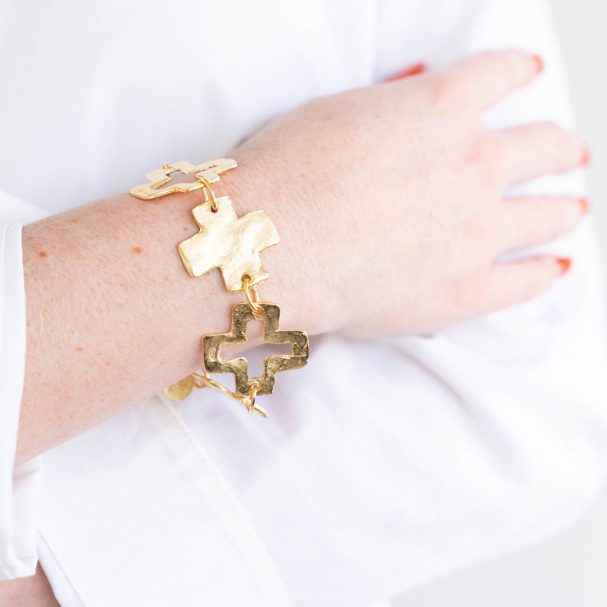 Titanium Steel Hammered Cross Bracelet Light Luxury High-End Feel Jewelry Non-Fading Stainless Steel Accessories Hot Item