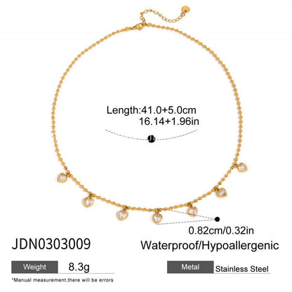 Titanium Steel Zircon Necklace for Women, Light Luxury High-End Clavicle Chain, Non-Fading Stainless Steel Jewelry